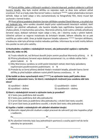 Práce s textem - Černá skříňka