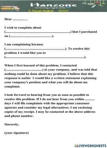 Complaining Email