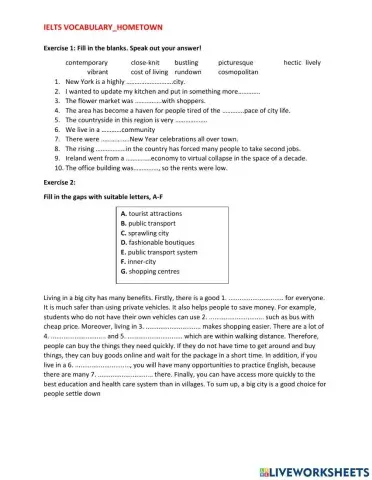 Ielts vocabulary-hometown