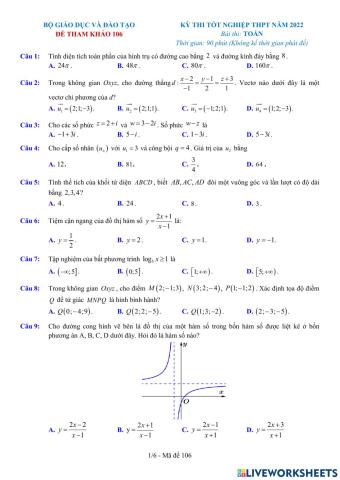TNTHPT-MĐ-67-Đề ôn tập số 106