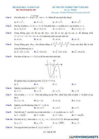TNTHPT-MĐ-67-Đề ôn tập số 109