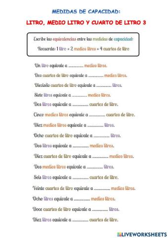 Equivalencias capacidad 3