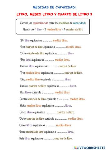 Equivalencias capacidad 4