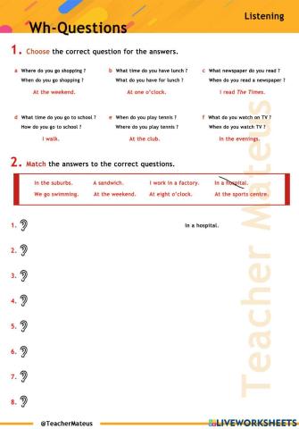 PRESENT SIMPLE - WH-Questions - Listening