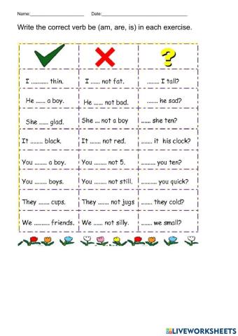 Verb be: is am, are