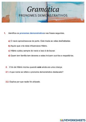 Desafio 5 - Pronomes demonstrativos