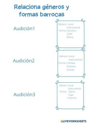 Relaciona formas del barroco