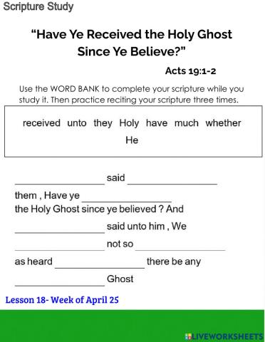 Have Ye Received the Holy Ghost Since Ye Believe?