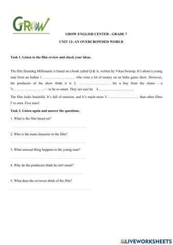 E7- unit 12: an overcrowded world