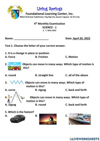 4th Monthly Examination