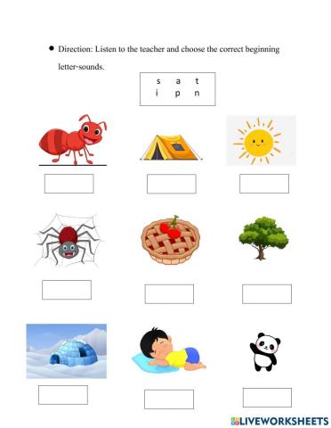 Phonics beginning sounds W1