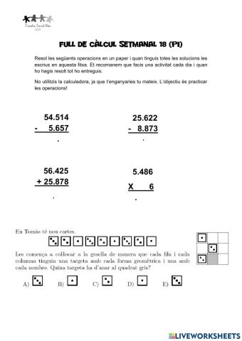 Full de càlcul 18 (PI)
