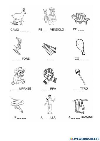 Completa con sce-sci-scia-scio-sciu