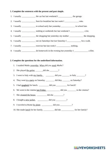 Past simple questions