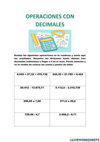 Operaciones con decimales