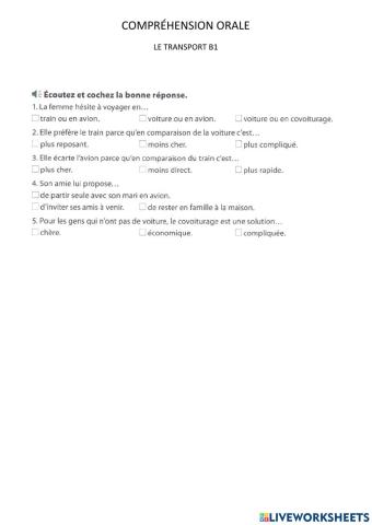 Compréhension orale, transport