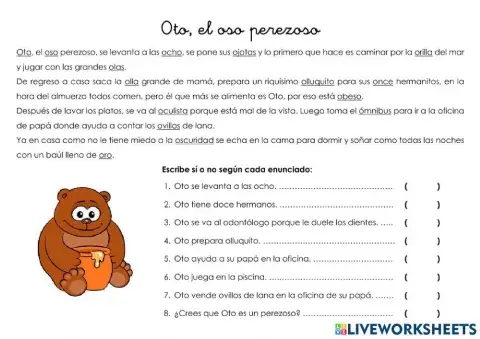 Oto, el oso perezoso
