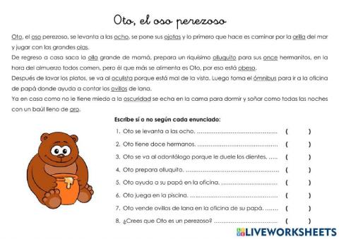 Oto, el oso perezoso