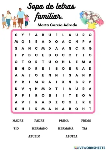 Sopa de letras familiar