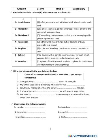 Lessons 1–2 Treasured possessions