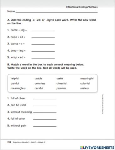 Your turn Book Suffixes