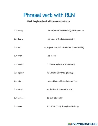 Phrasal verb with Run