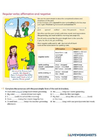 O2 Past simple Regular Irregular Verbs