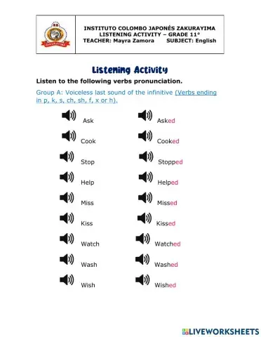 Regular Verbs Pronunciation
