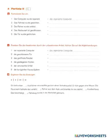 Partizip II als Adjektiv