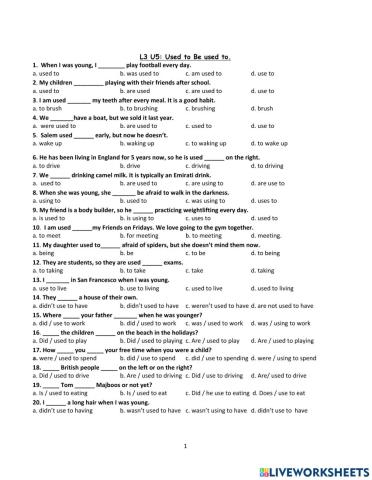 Venture 4 Unit 5  Used to vs. Be Used to