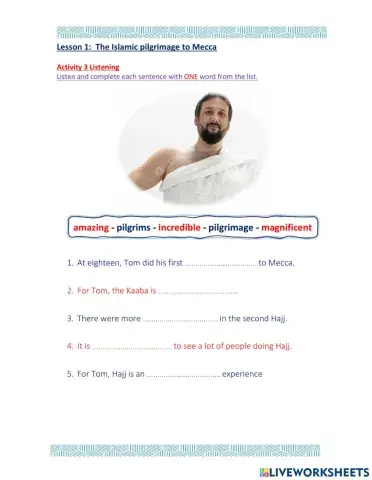 Access8 - Festivals - Islamic pilgrimage - Lesson 1