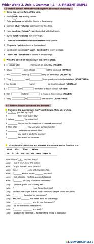 Wider World 2.Unit1. Grammar 1.2,1.4