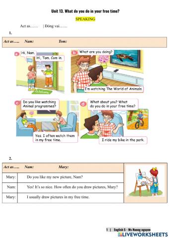 E5U13 (speaking) What do you do in your free time?