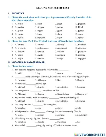 Grade 7 second semester