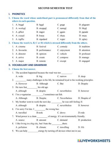 Grade 7 second semester