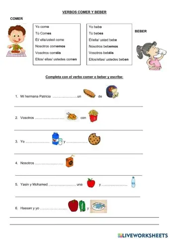 Verbos comer y beber
