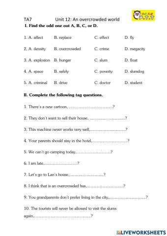Ta7 unit 12 an overcrowded world