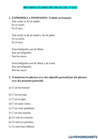Exprimer la possession en français