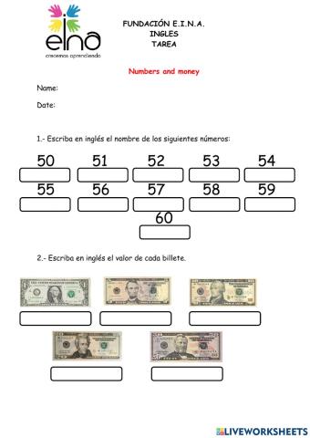 Numbers and money