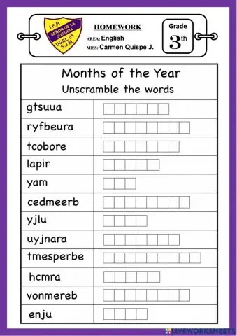 Months of the year