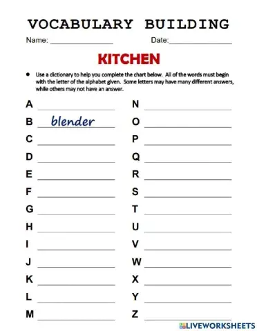 Kitchen - vocabulary