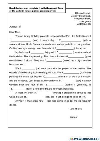 Unit 7 - Simple Past and Present Perfect Remedial Test