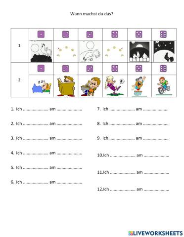 Tageszeiten und Verben