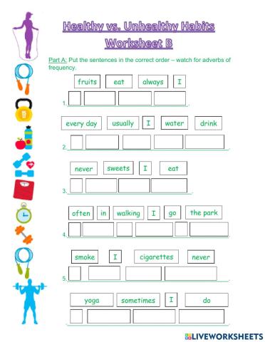 Healthy vs Unhealthy Habits B