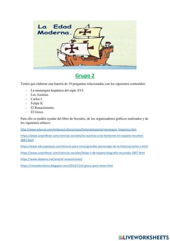 Edad Moderna. Grupo 2.