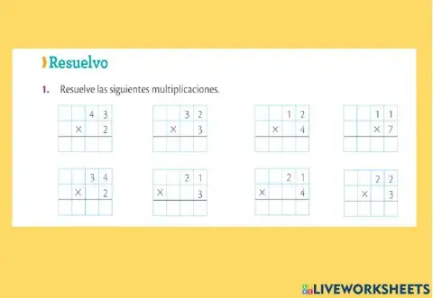Multiplicaciones verticales sin llevar