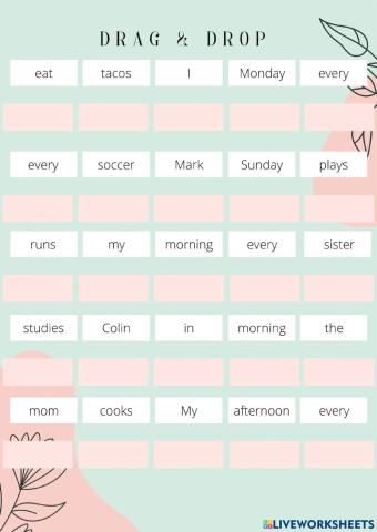 Present Simple Drag and Drop