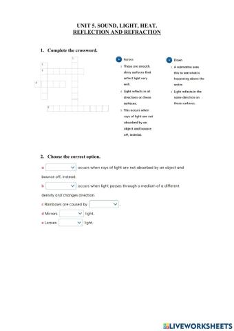 5.2 Sound, Light, Heat. Reflection and Refraction