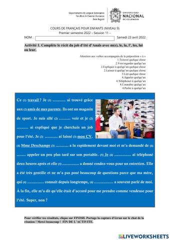 Le job d'été d'Anaïs