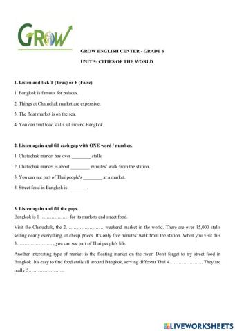 E6- unit 9 - listening